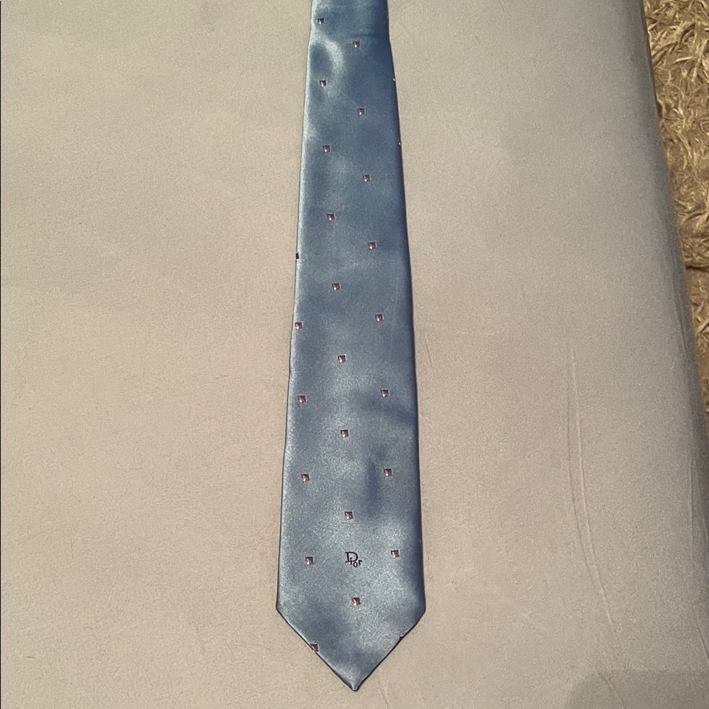 Dior Blue Tie with Red Accents